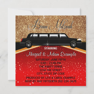 Invitación Estrella de cine Glitz Glamour Alfombra Roja B'nai