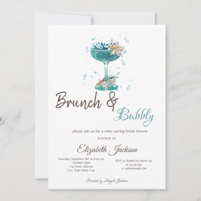Invitación Estrella de Cocktail Sea Brunch & Bubbly (Anverso)