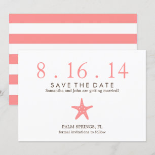 Invitación Estrella de Coral Boda Guardar la Fecha