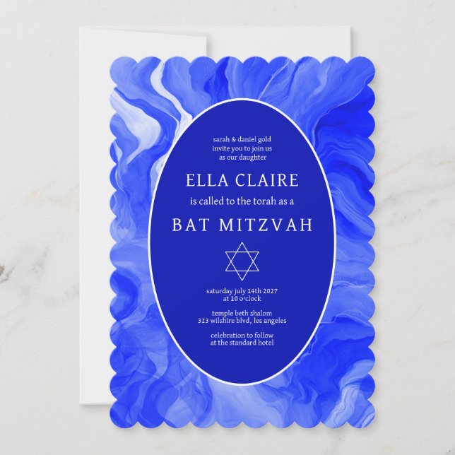 Invitación Estrella de David Bar Bat Mitzvah (Anverso)