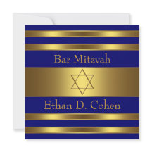 Estrella de David Bar Mitzvah Azul Marino Dorado