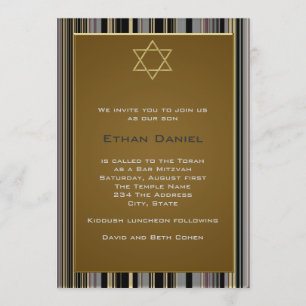 Invitación Estrella de David Bar Mitzvah con pincelada dorada