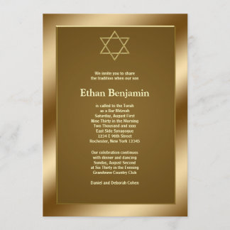 Invitación Estrella de David Bar Mitzvah de oro