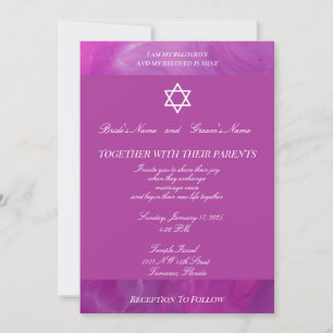 Invitación Estrella De David - Boda Judío De Fondo Violento