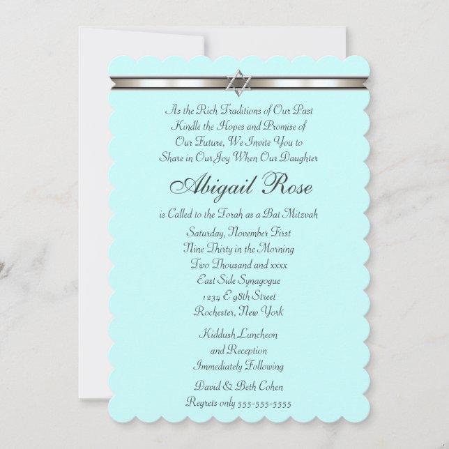 Invitación Estrella de David Cumpleaños Bat Mitzvah de cualqu (Anverso)