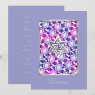 Invitación Estrella de David Damask en Bat Mitzvah