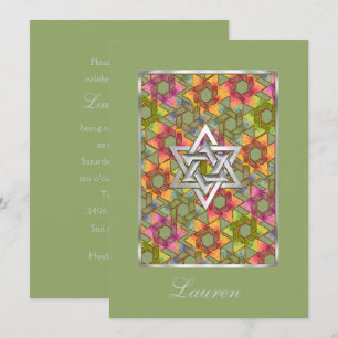 Invitación Estrella de David Damask en Bat Mitzvah