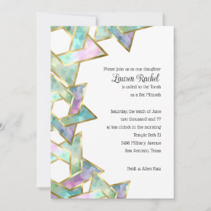 Invitación Estrella de David de Bat Mitzvah Pastel