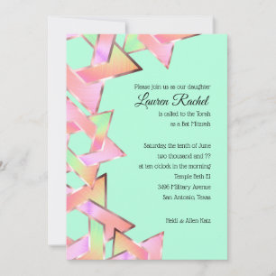 Invitación Estrella de David de Bat Mitzvah Peach Green Rosa