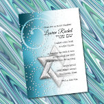Invitación Estrella de David de Bat Mitzvah Turquoise Shimmer<br><div class="desc">Grupos de invitación Bar Mitzvah y Bat Mitzvah diseñados por Umua. Impreso y enviado por Zazzle o sus socios.</div>