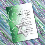 Invitación Estrella de David del verano verde esmeralda de Ba<br><div class="desc">Grupos de invitación Bar Mitzvah y Bat Mitzvah diseñados por Umua. Impreso y enviado por Zazzle o sus socios.</div>