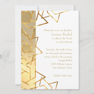 Invitación Estrella de David en cualquier color de Bat Mitzva