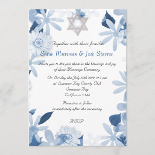 Invitación Estrella de David floral chuppah boda judío