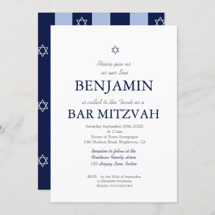 Invitación Estrella de David Mitzvah de la franja azul judía