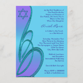 Invitación Estrella de David Morató Bat Mitzvah Púrpura Turqu