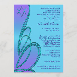 Invitación Estrella de David Morató Bat Mitzvah Púrpura Turqu