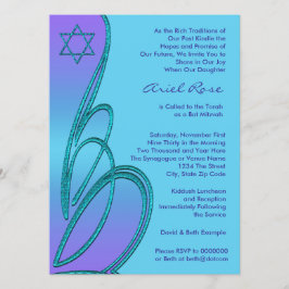 Invitación Estrella de David Morató Bat Mitzvah Púrpura Turqu