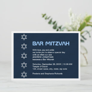 Invitación Estrella de David Pattern Bar Mitzvah