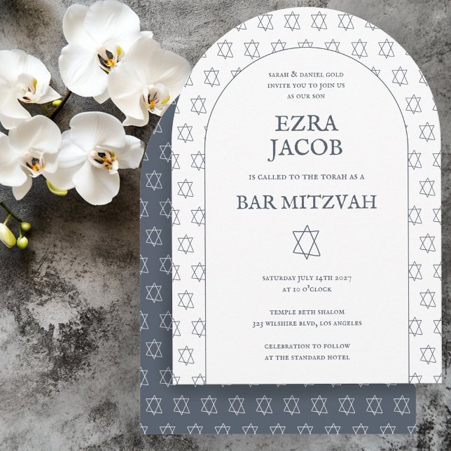 Invitación Estrella de David Personalizado B'nai Bat Bar Mitz (Star of David Custom B'nai Bat Bar Mitzvah Arched Invitation
)