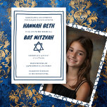 Invitación Estrella de David Personalizado Foto B'nai Bat Bar<br><div class="desc">¡Tarjeta perfecta para anunciar un bar mitzvah, bat mitzvah u otra celebración judía! ¡La mano hizo arte para ti! ¡TODO PERSONALIZABLE! Haga clic en "Personalizar" para editar el texto y añadir su propia foto al reverso. Haga clic en "editar usando la herramienta de diseño" para ajustar las fuentes, colores y...</div>