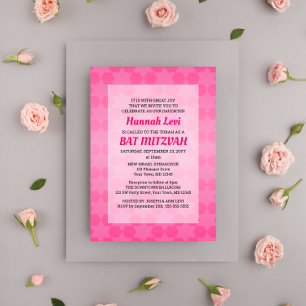 Invitación Estrella de David Pink Ombre Bat Mitzvah