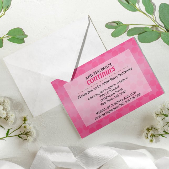 Invitación Estrella de David Pink Ombre Bat Mitzvah tras Fies (Subido por el creador)