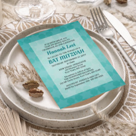 Invitación Estrella de David Verde azulado Ombre Bat Mitzvah