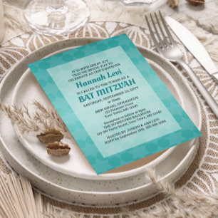 Invitación Estrella de David Verde azulado Ombre Bat Mitzvah