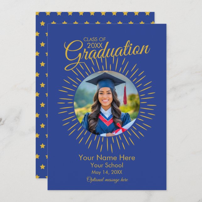 Invitación Estrella de Graduación de Fotografía (A (Anverso / Reverso)