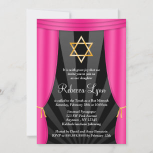 Invitación Estrella de Hollywood de David Pink Bat Mitzvah