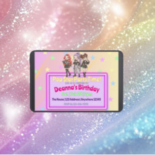 Invitación Estrella de KPOP Fiesta de Cumpleaños