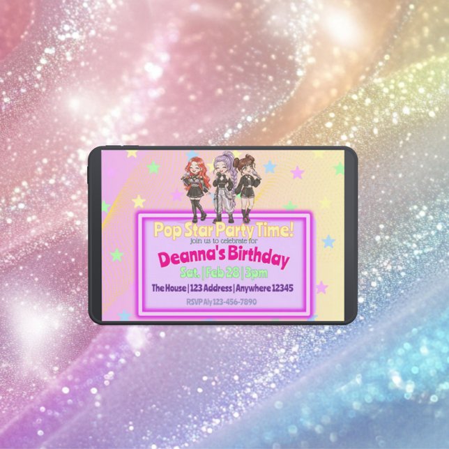 Invitación Estrella de KPOP Fiesta de Cumpleaños (Subido por el creador)