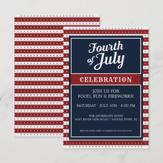 Invitación Estrella de la Celebración del Cuarto Fiesta de Ju (Anverso / Reverso)