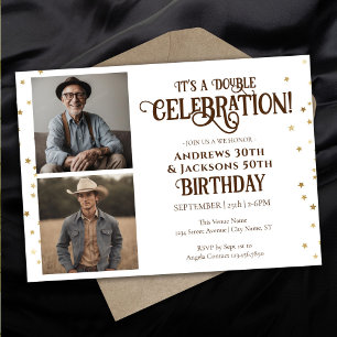 Invitación Estrella de la fiesta de cumpleaños doble foto de 