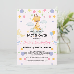 Invitación Estrella de la jirafa estelar globo de bebé ducha 