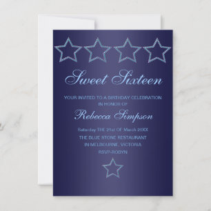 Invitación Estrella de la joya azul dulce Invite de cumpleaño