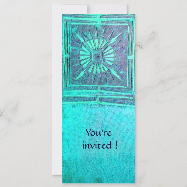 Invitación ESTRELLA DE LA MAÑANA , azul claro verde azulado,  (Anverso)