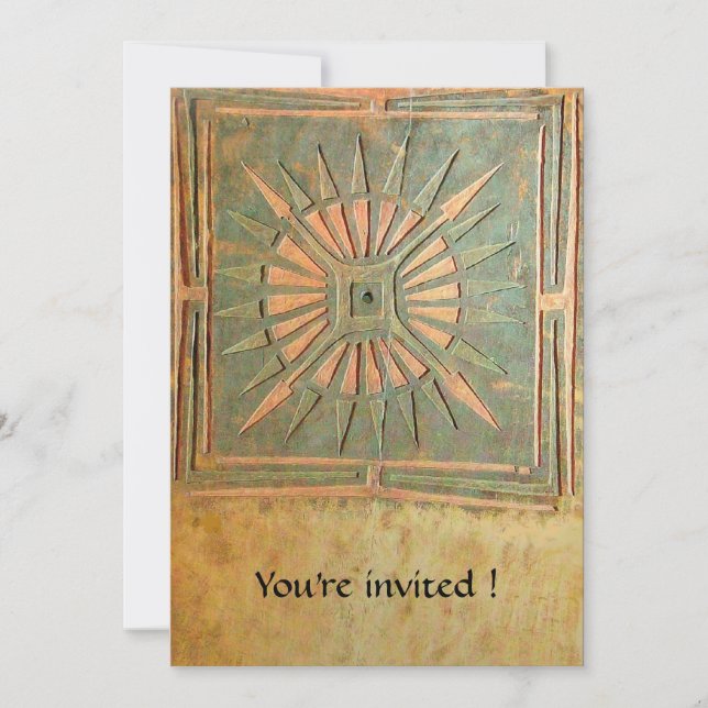 Invitación ESTRELLA DE LA MAÑANA, verde amarillo antiguo, bla (Anverso)