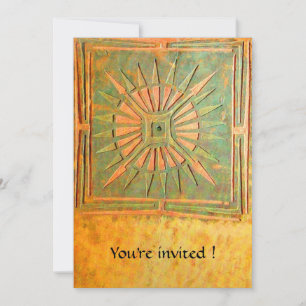 Invitación ESTRELLA DE LA MAÑANA , verde antiguo amarillo, bl