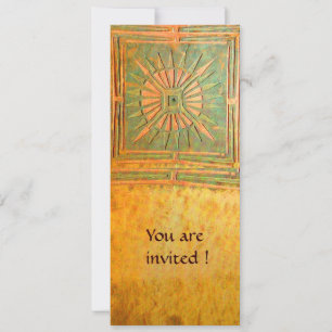 Invitación ESTRELLA DE LA MAÑANA, verde marrón amarillo antig
