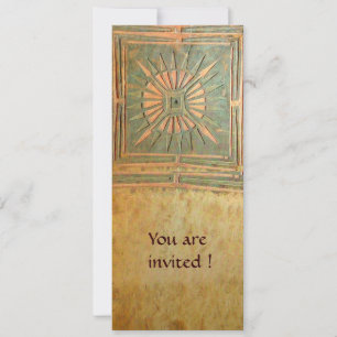 Invitación ESTRELLA DE LA MAÑANA, verde marrón amarillo antig