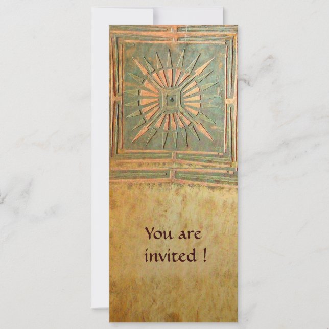 Invitación ESTRELLA DE LA MAÑANA , verde marrón antiguo amari (Anverso)