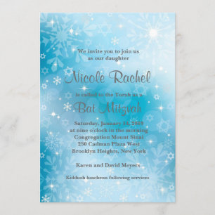 Invitación Estrella de los copos de nieve de David Bat Mitzva