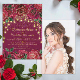 Invitación Estrella de luz roja de cuerda dorada de color roj