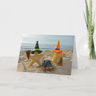Invitación Estrella de mar de Halloween en la orilla del mar 