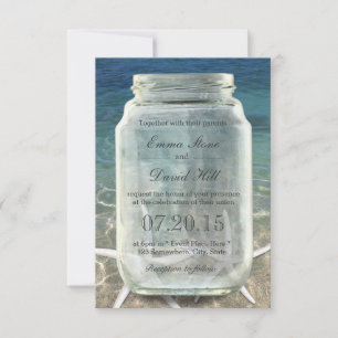 Invitación Estrella de Mar Elegante y Boda de Playa Azul en T