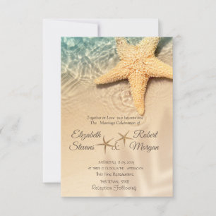 Invitación Estrella de mar Playa de arena Boda