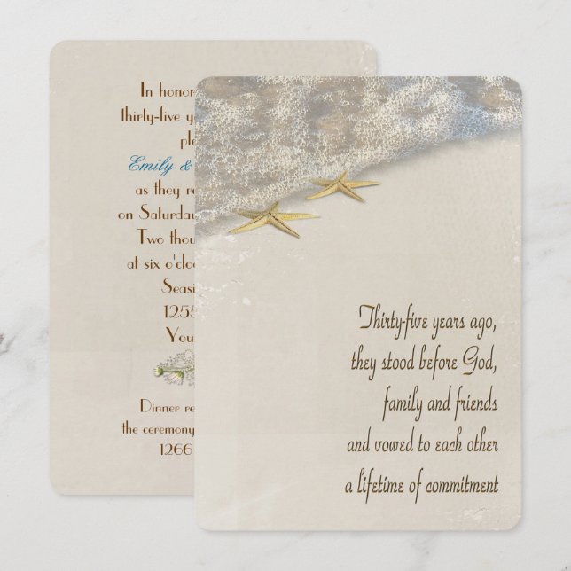 Invitación estrella de mar promete renovación para 35 años (Anverso / Reverso)