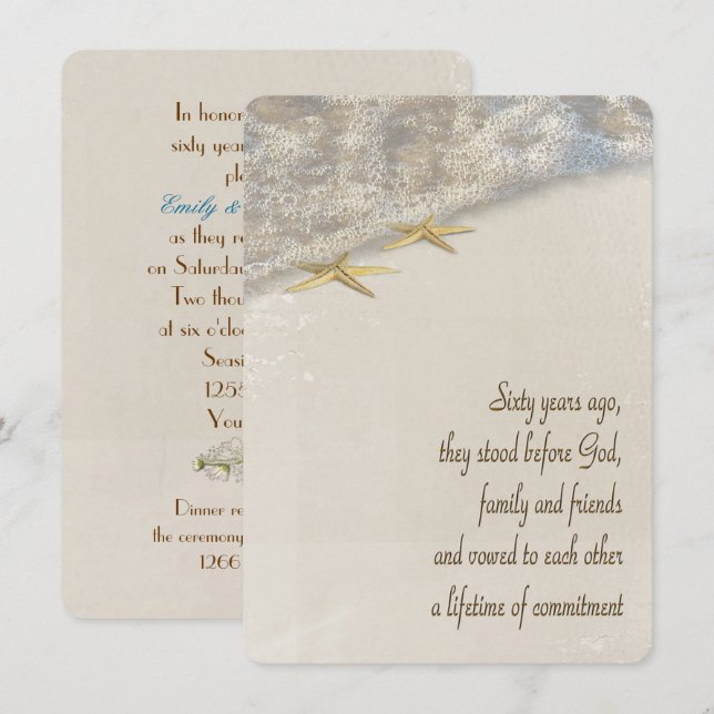 Invitación estrella de mar promete renovación para 60 años (Anverso / Reverso)