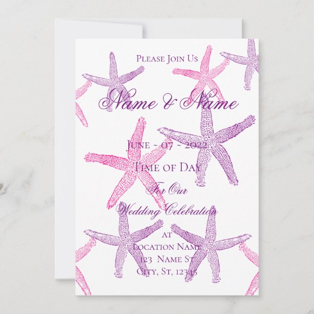 Invitación Estrella de mar rosa púrpura Thunder_Cove Invitaci (Anverso)